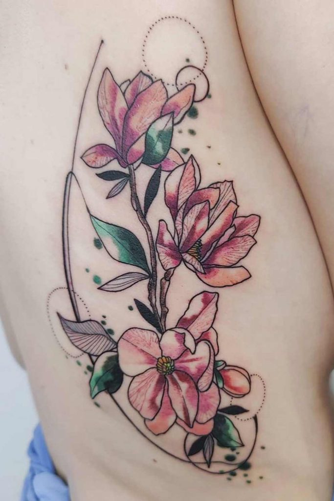 Big Side Body Floral Tattoo