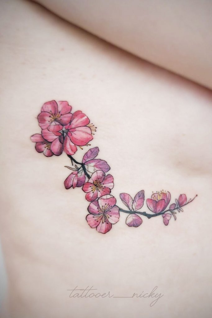 Plum Blossom Tattoo for Underboob