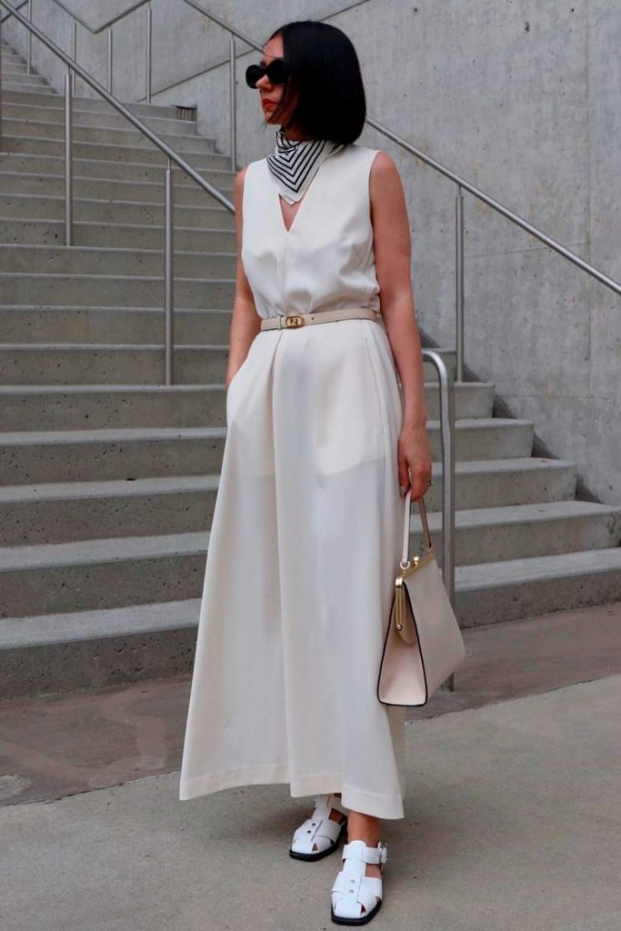 Milky-White Sleeveless Maxi Dress