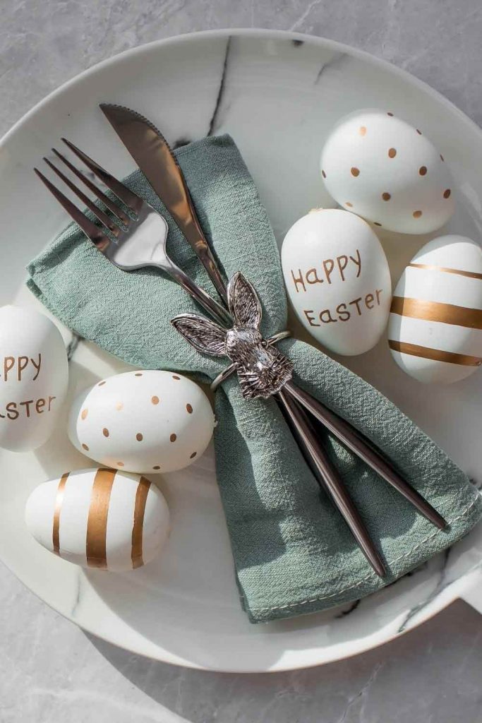 Metallic Napkin Ring with Rabbit