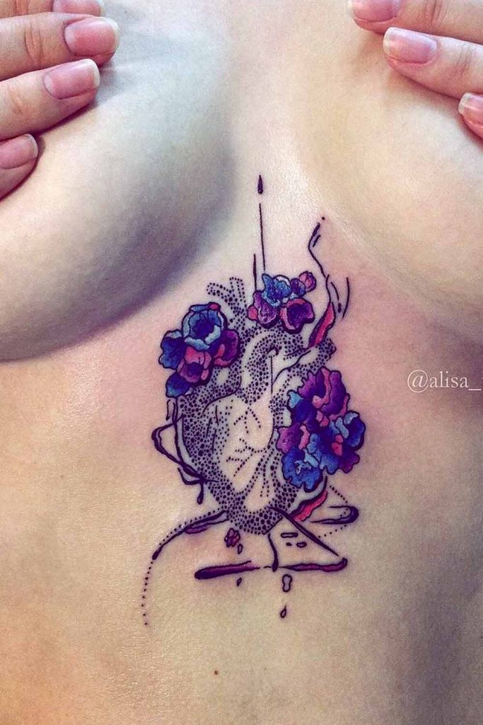Anatomic Heart Sternum Tattoo