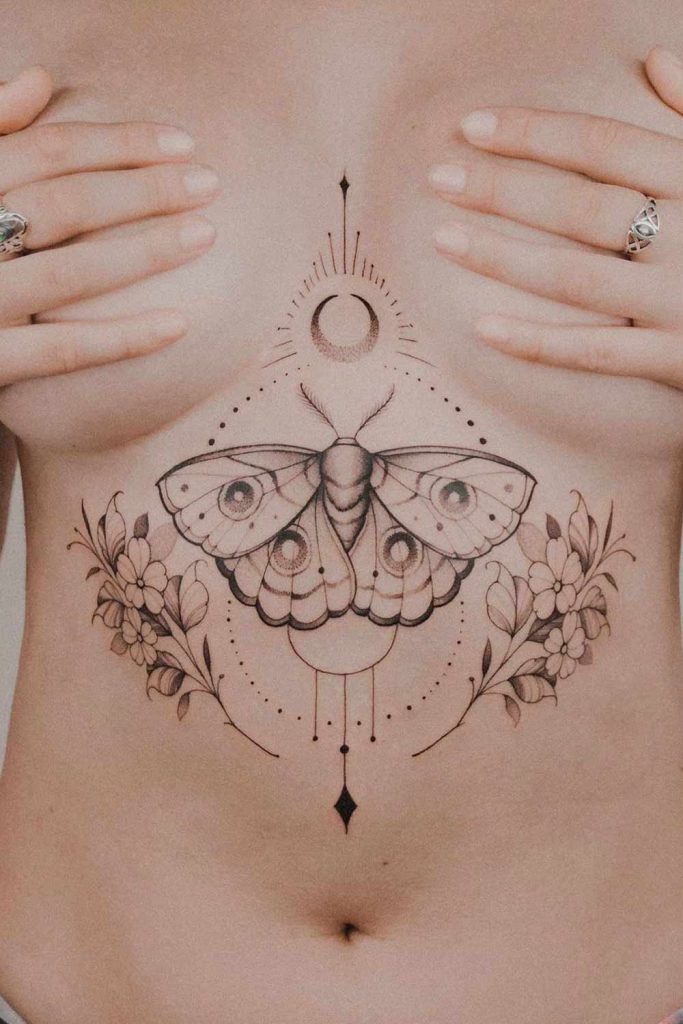 Butterfly with Moon Tattoo