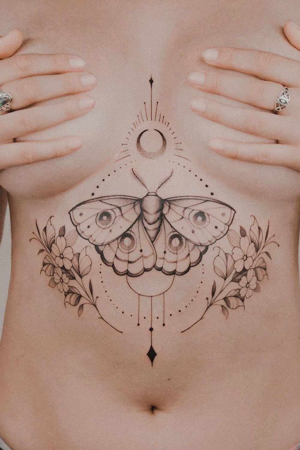 Butterfly with Moon Tattoo