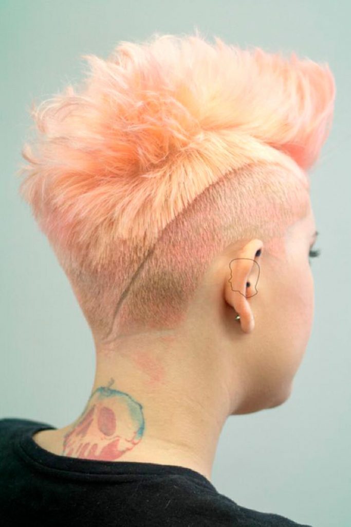 Flipped Peach Cream Taper Cut With Disconnected Fade