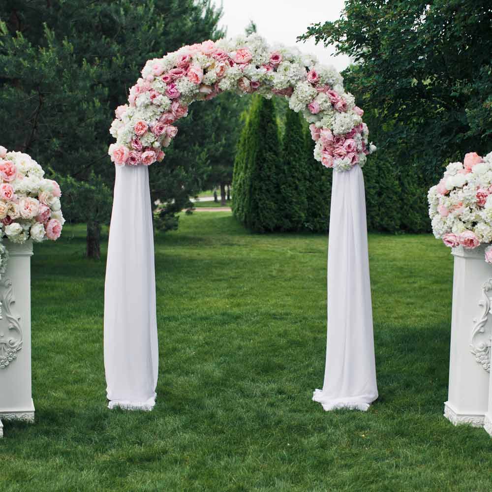 Wedding Arch with Fabrics and Flowers