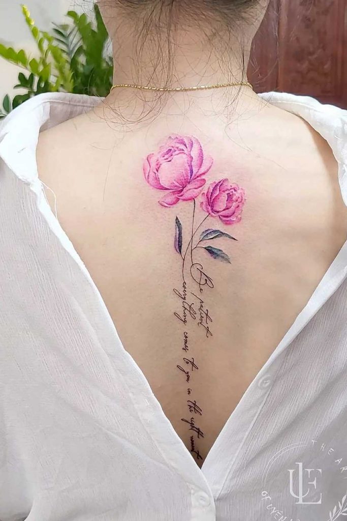 Flower with Lettering Tattoo