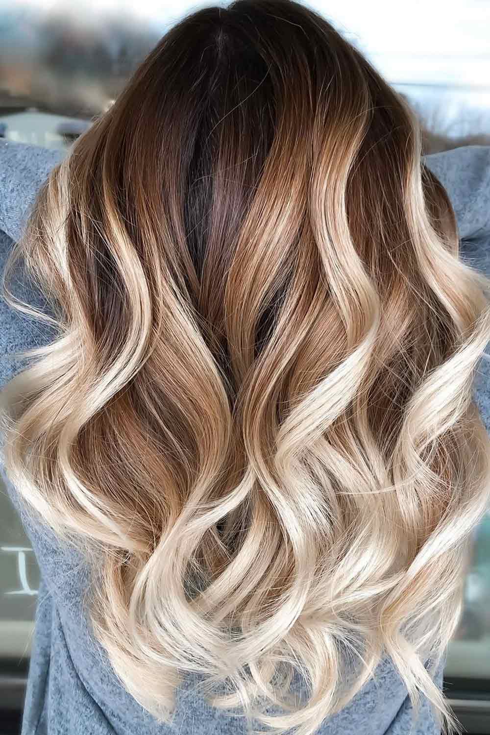 Dark Brown Hair with Blonde and Copper Highlights