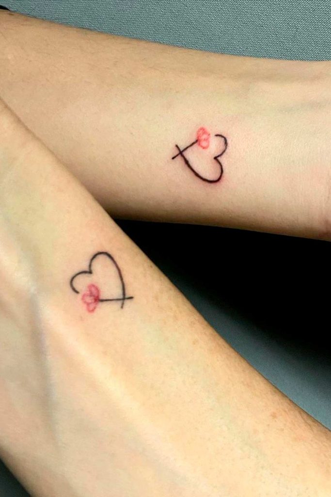 Small Couple Tattoos With Hearts