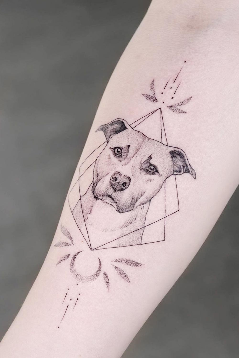 Dog Tattoo with Geometric Elements