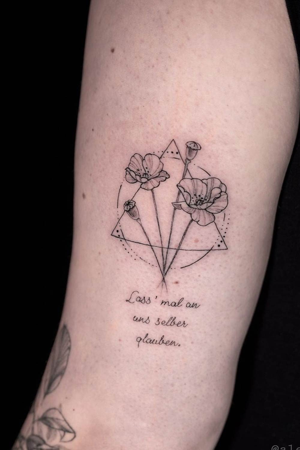 Flowers with Lettering Tattoo