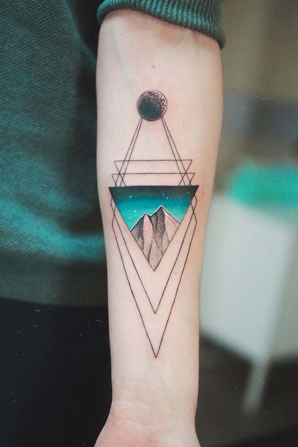 Geometric Tattoos Temporary Moon Men Body Arm Art Tattoo Stickers Birds  Peak Fake Triangle Women Hill