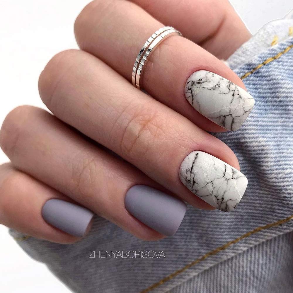 Dark and Light Marble Nails