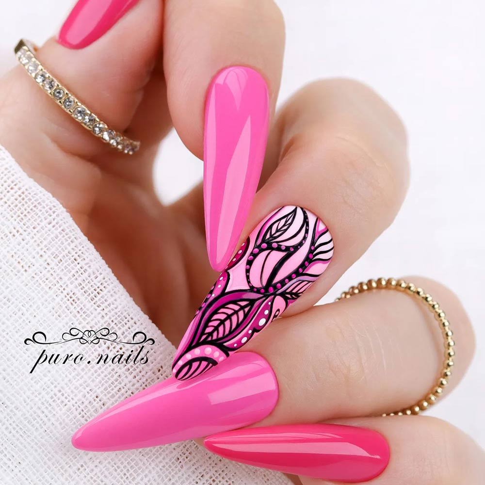 Long Stiletto Pink Nails
