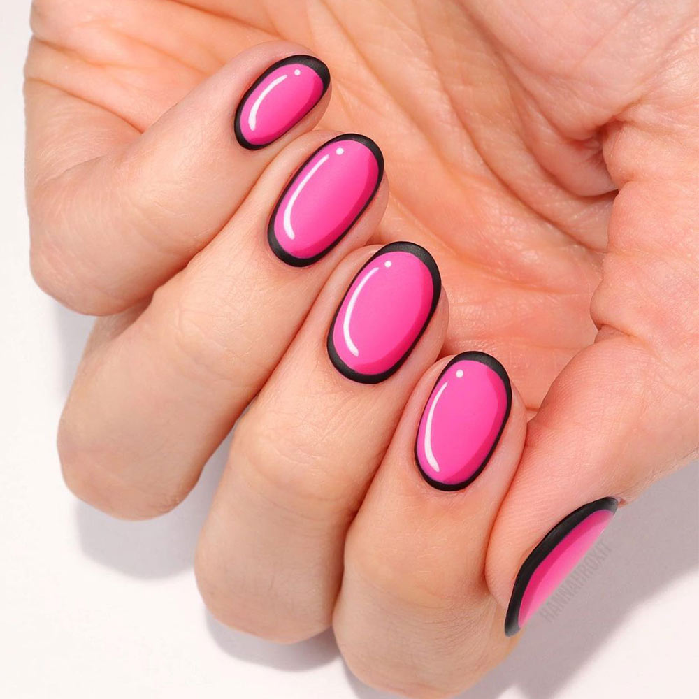 Pink Cartoon Looking Nails Design