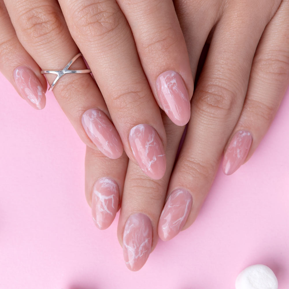 Nude Marble Nails Design
