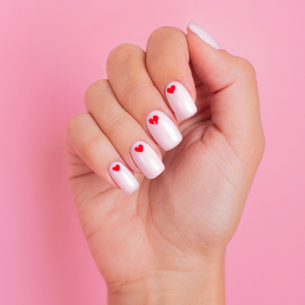 Nude Nails with Hearts