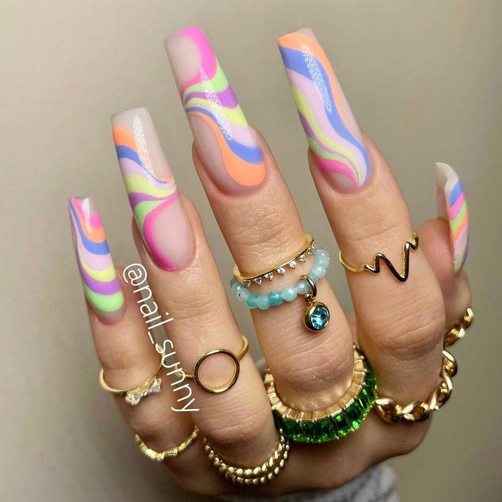 Candy Rainbow Print Nails