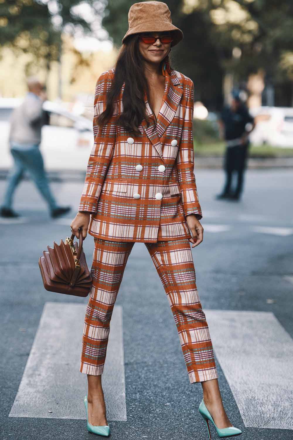 Striped Pants Suit Outfits with Panama
