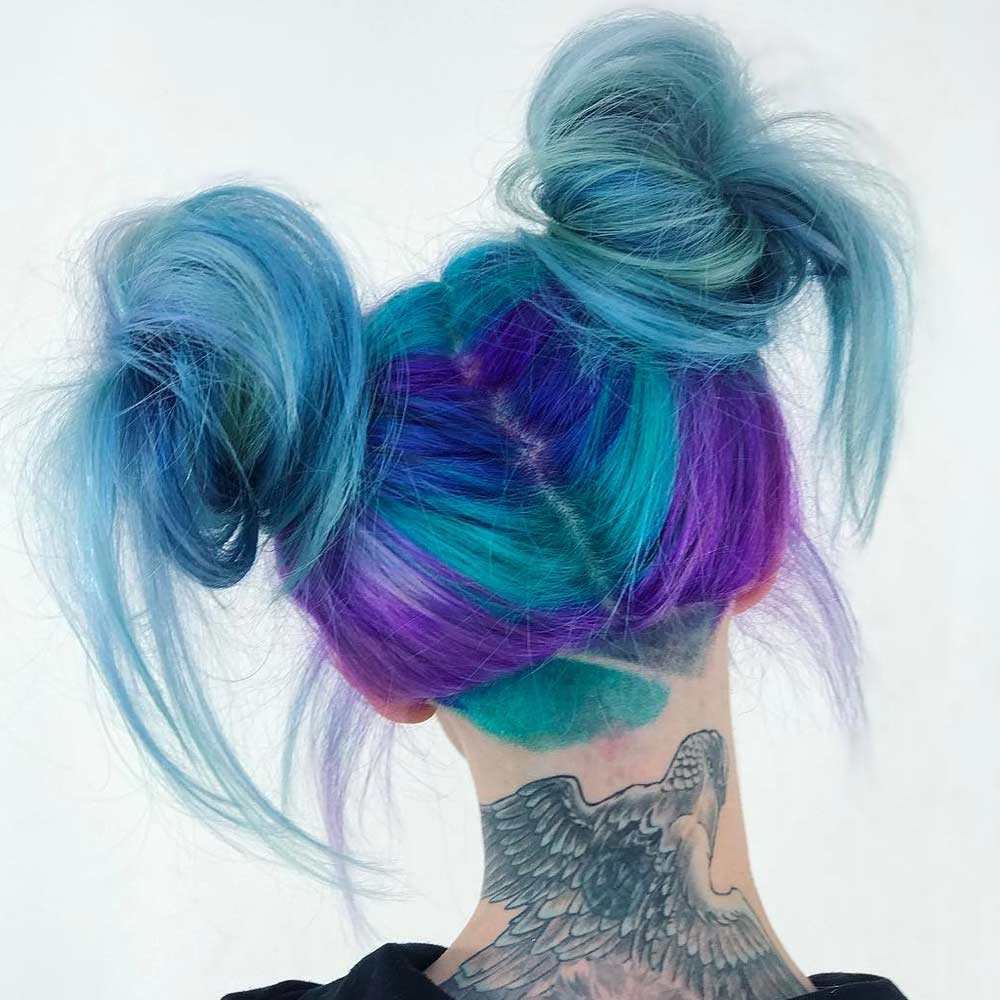 Mermaid Space Buns with Hair Tattoo Design