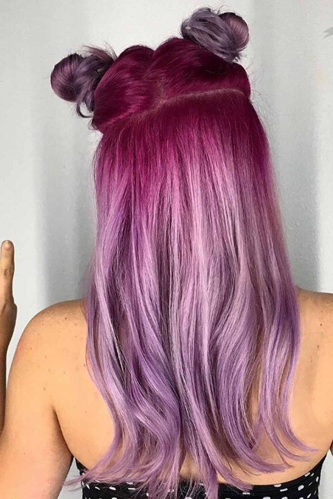 Half Up Half Down Purple Buns