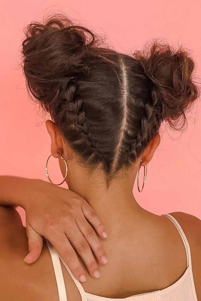 Tight Dutch Braided Messy Buns