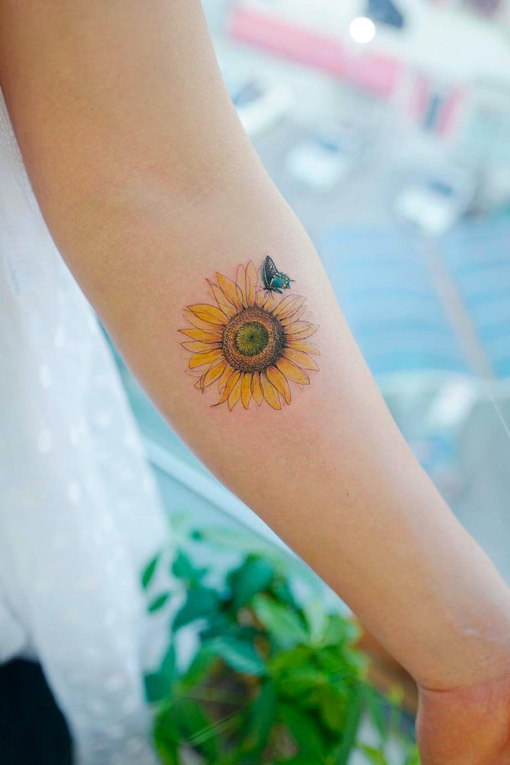 Sunflower Watercolor Tattoo