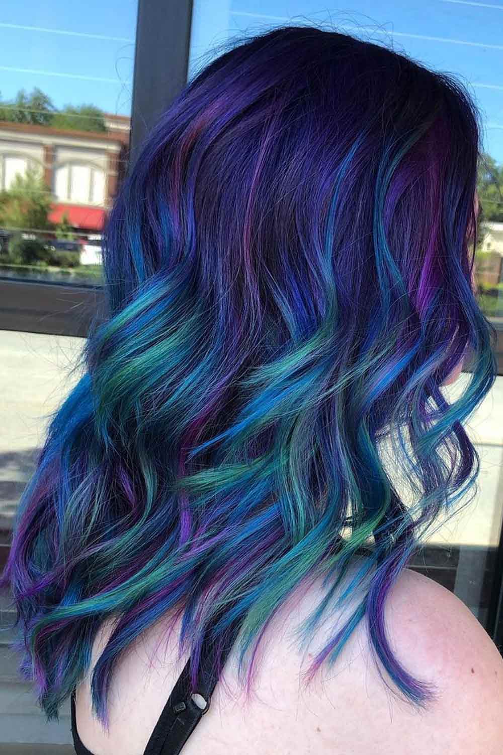 Blue Hair with Purple Highlights