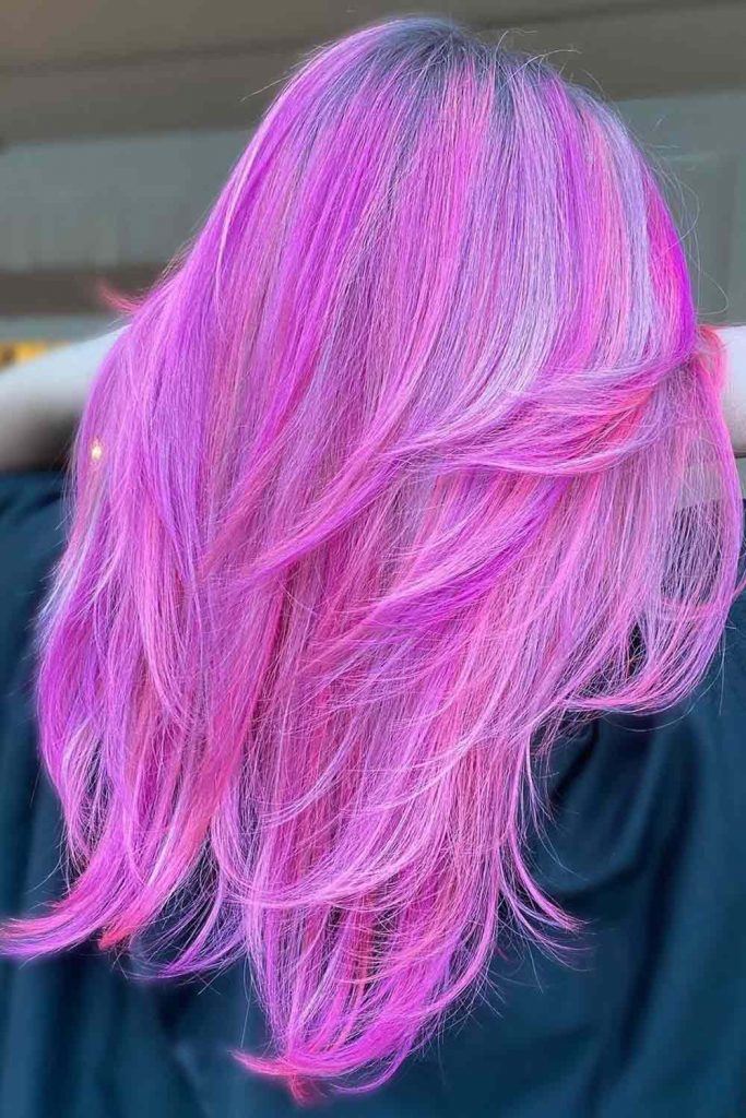 Bright Pink Hair with Highlights 