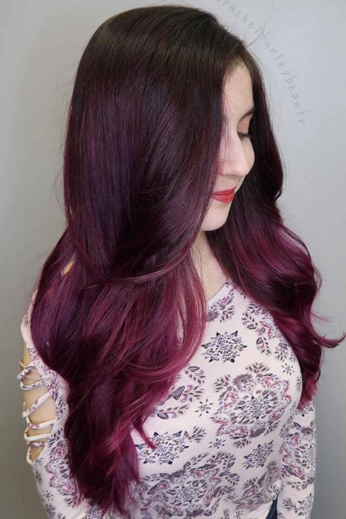 Burgundy Ombre for Long Hair