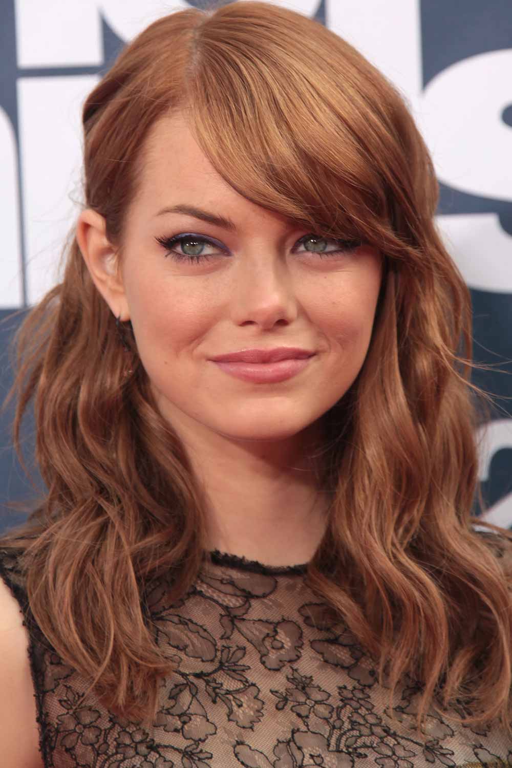 Emma Stone with Red Side Bangs