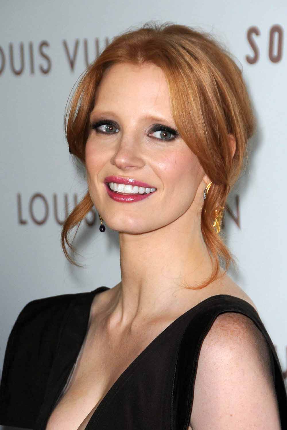 Jessica Chastain with Long Side Bangs