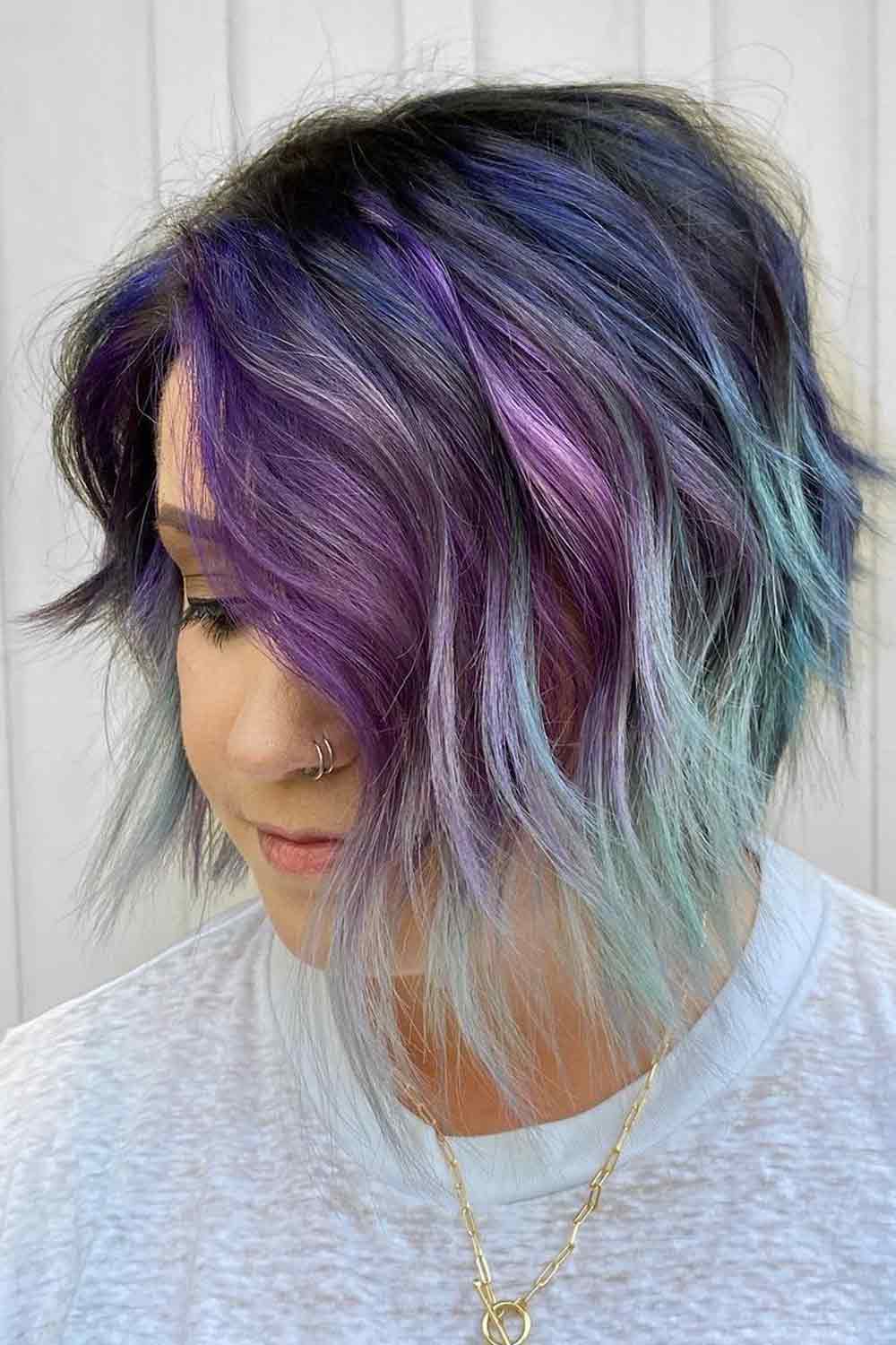 Purple Hair with Highlighted Tips