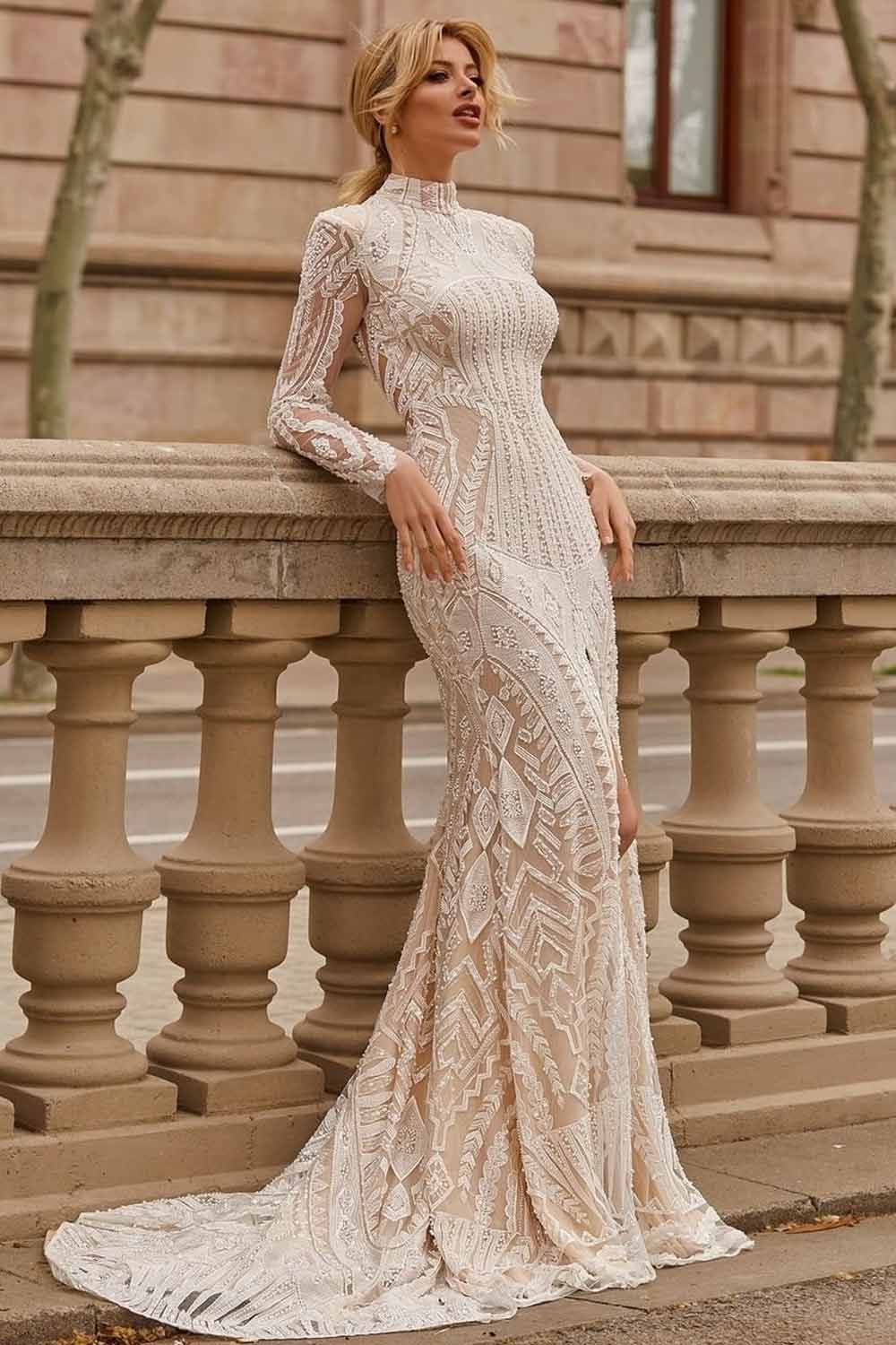 Long Sleeve Lace Mermaid Dress