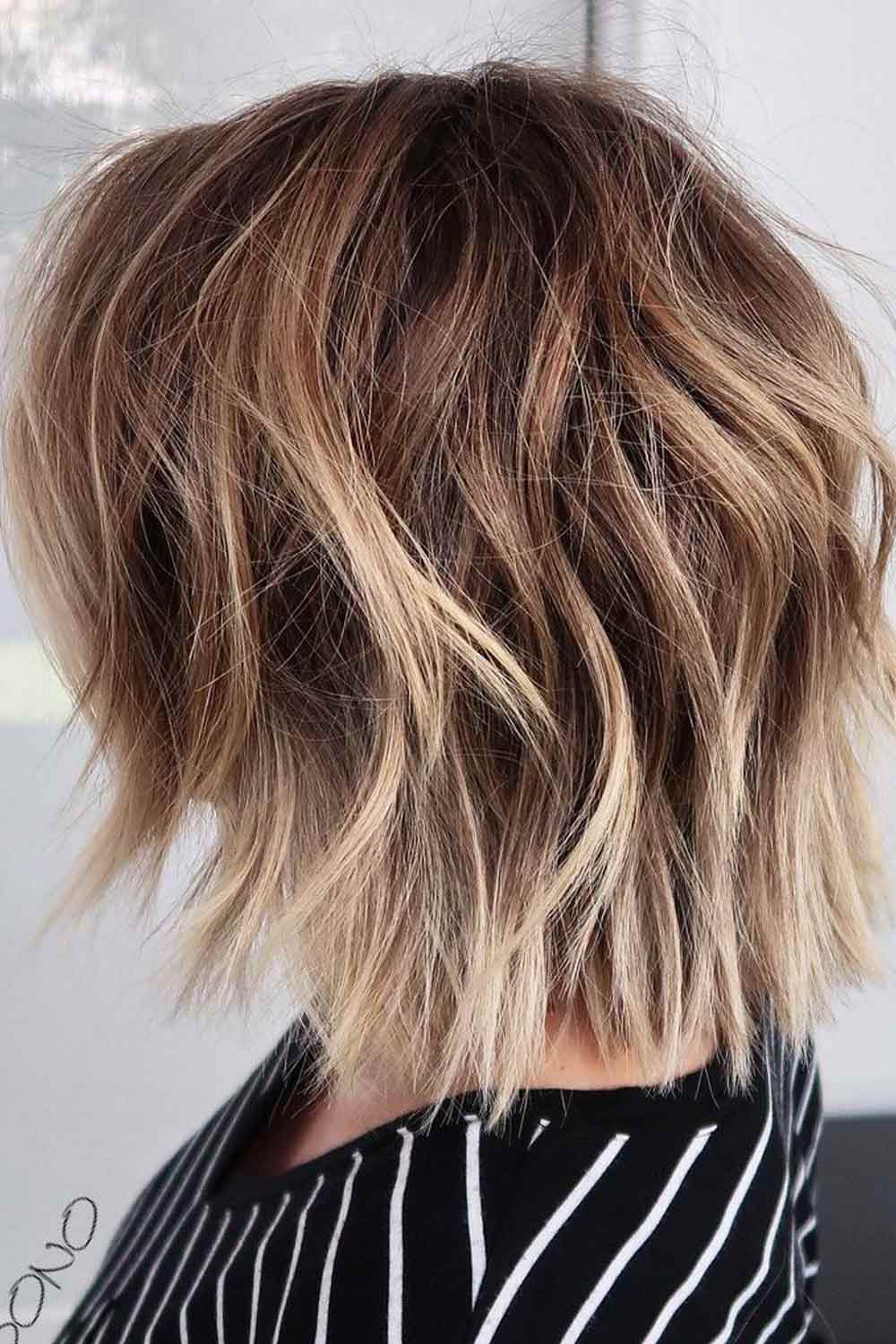 Brown Layered Bob with Highlights
