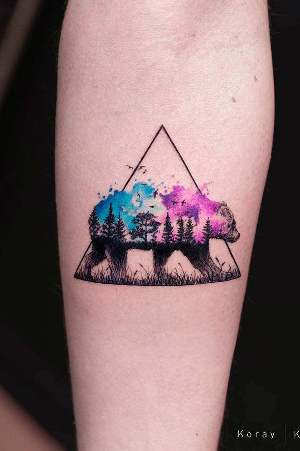 Watercolor Bear Tattoo