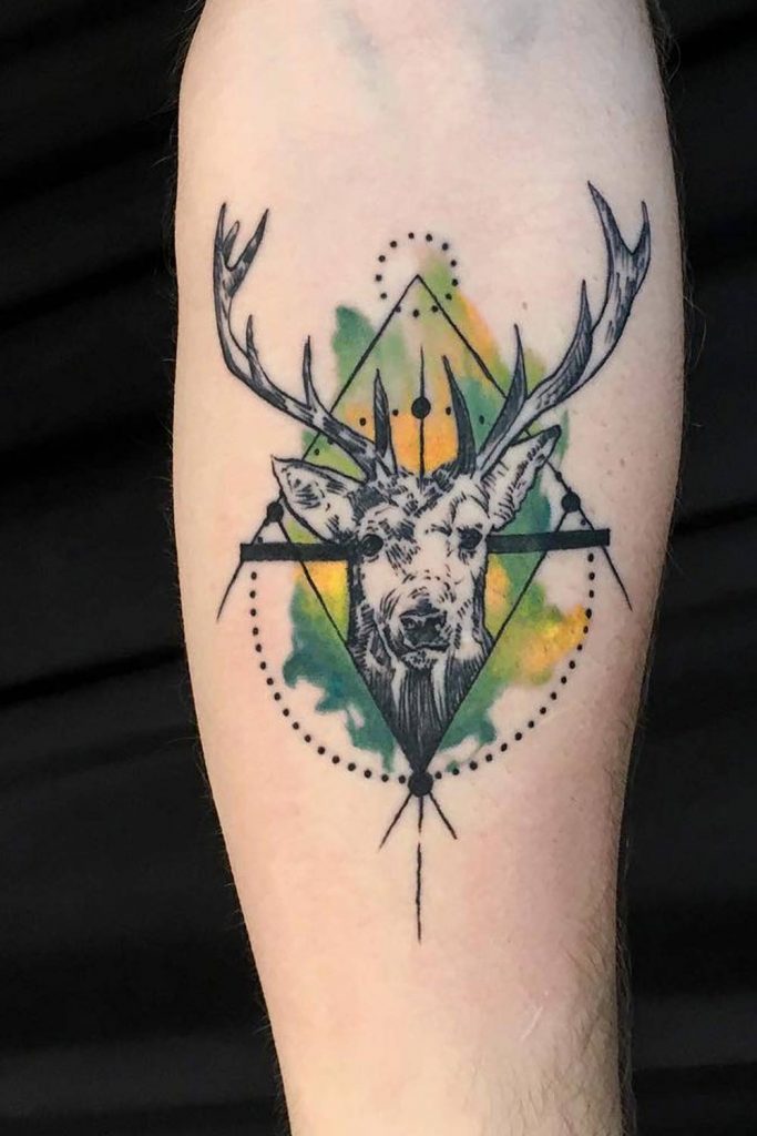 Deer Tattoo Design with Geometric Elements