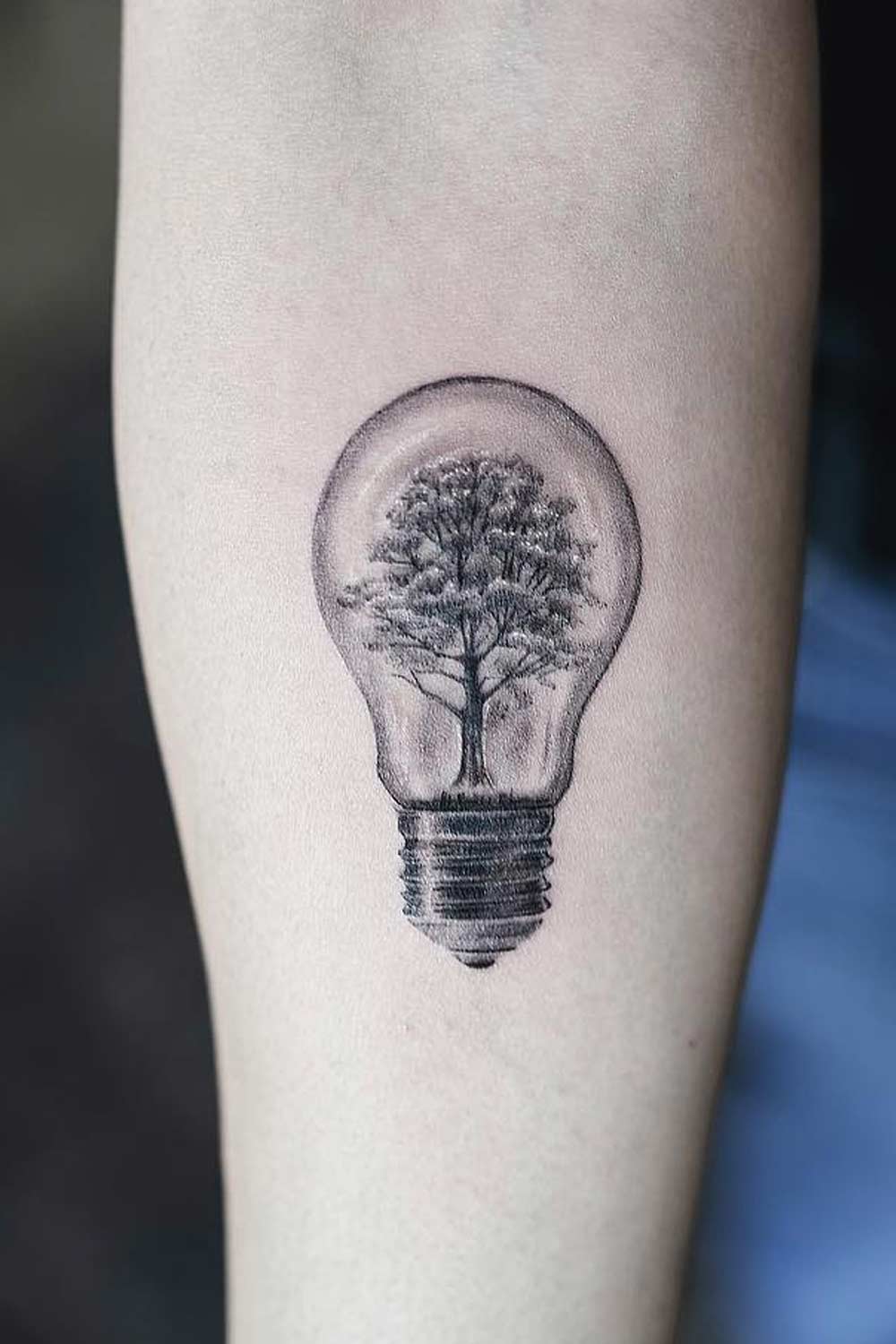 The Tree in Light Bulb Tattoo Design