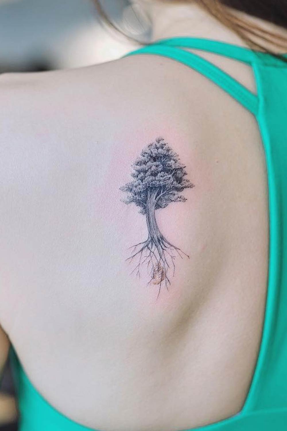 Tree with Roots Back Tattoo