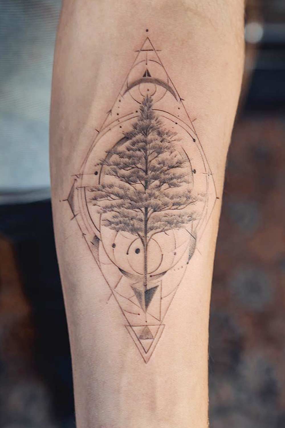 Tree with Geometric Elements Tattoo