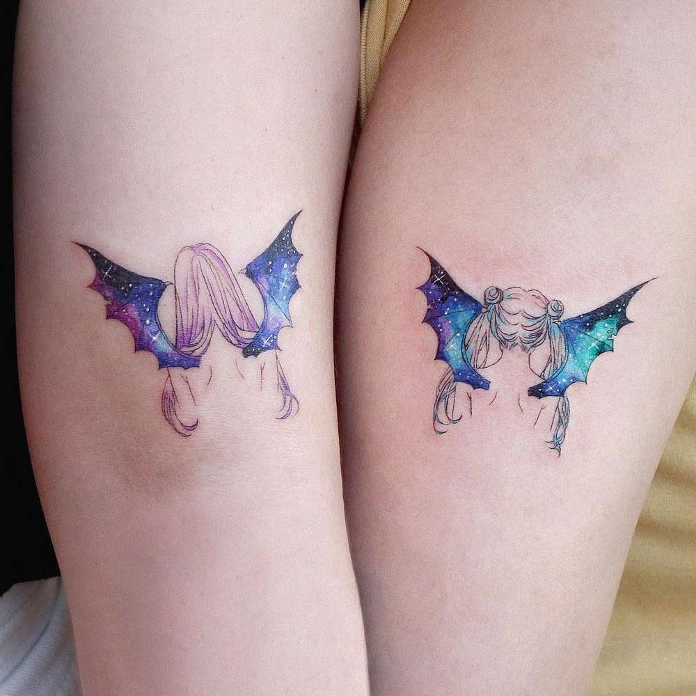 Long Distance Friendship Sun-Moon Matching Bestfriend Quoted Tattoos | Friendship  tattoos, Couples tattoo designs, Partner tattoos