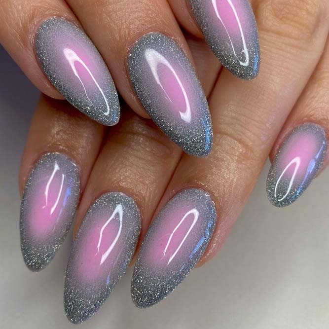 Glittery Aura Birthday Nails