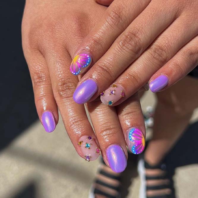 Birthday Nails with Rhinestones