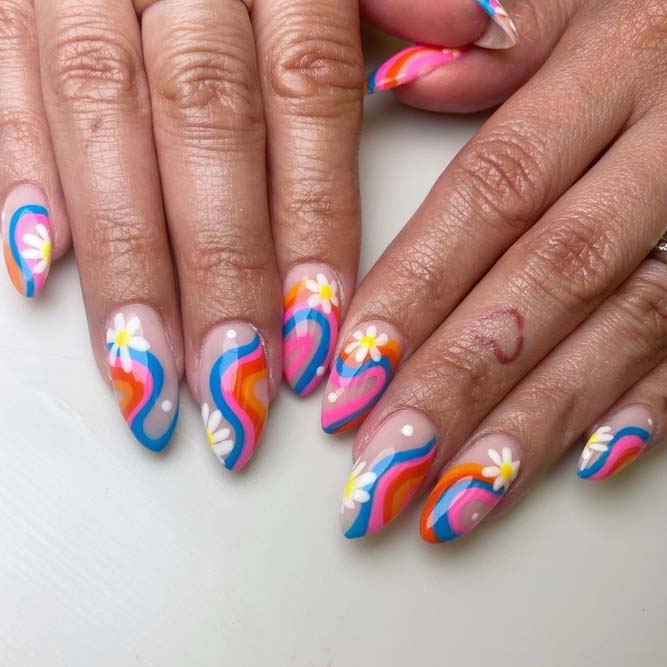 Colorful Swirls Birthday Nails