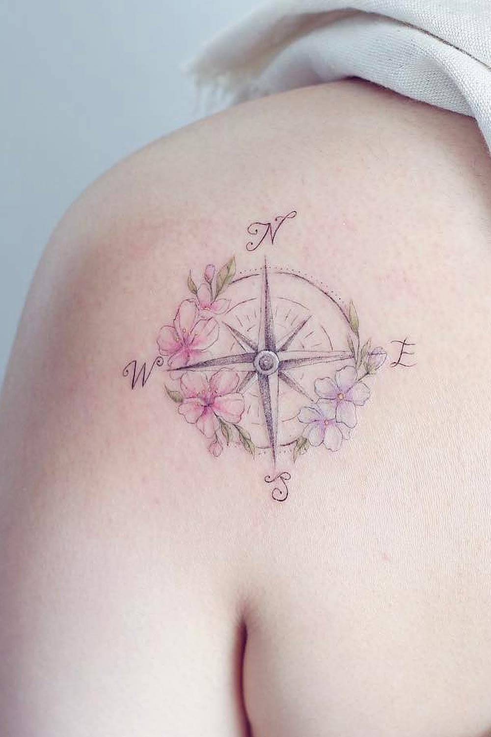Floral Compass Tattoo