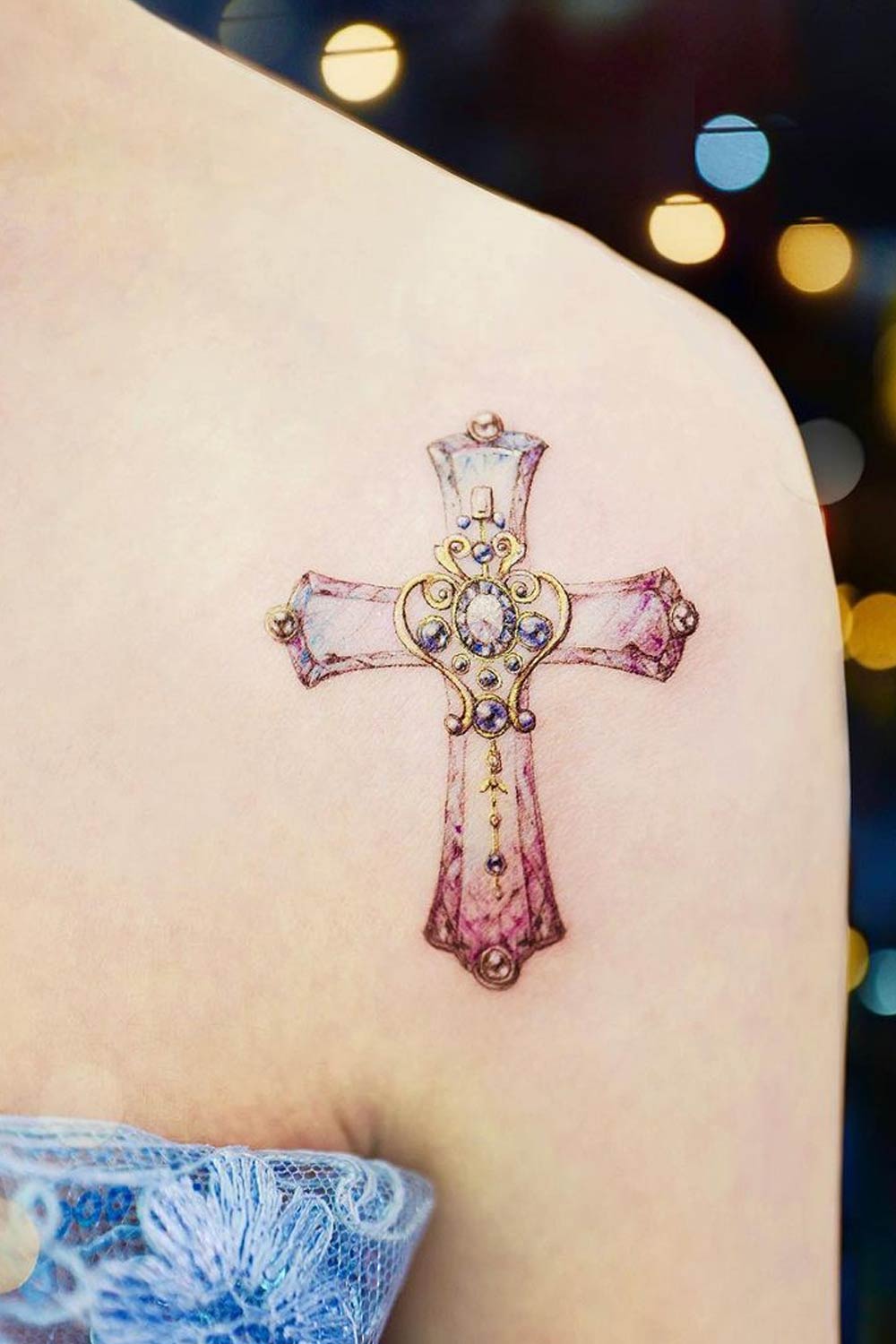 cross tattoo designs shoulder crystall