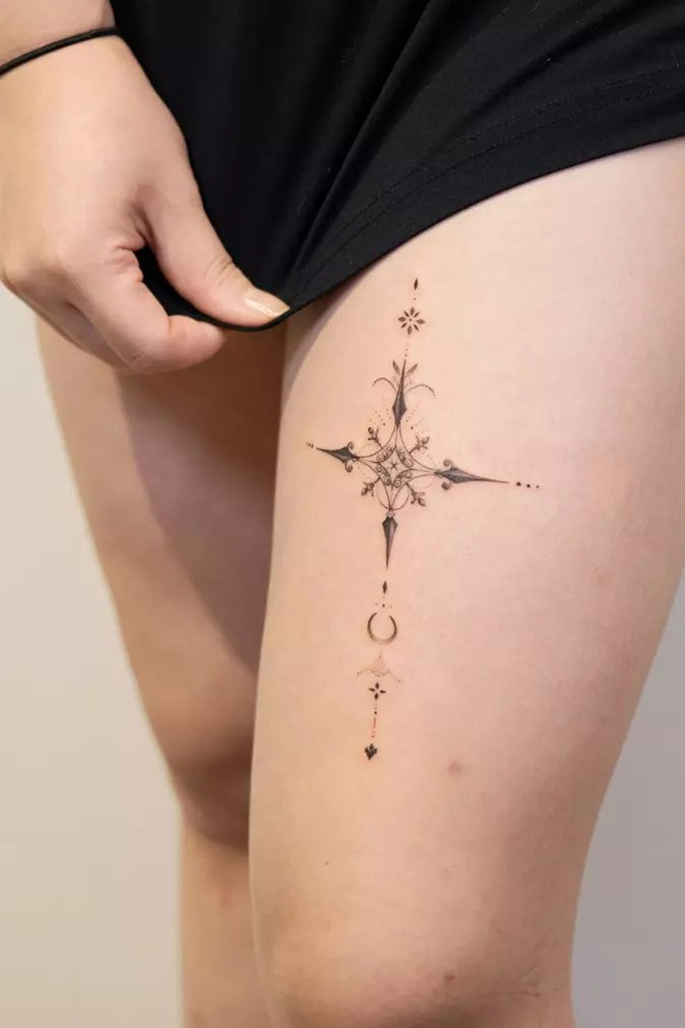 Thigh Cross Tattoo Design