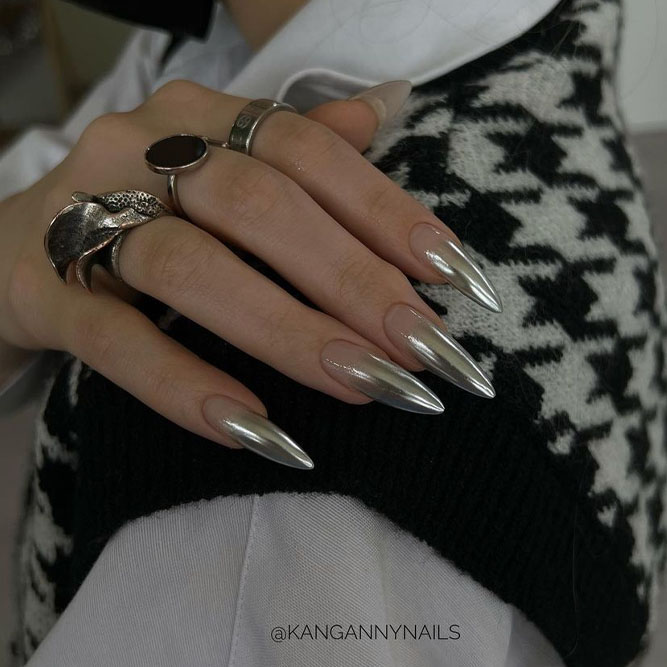 Silver Chrome Fall Nails Trend