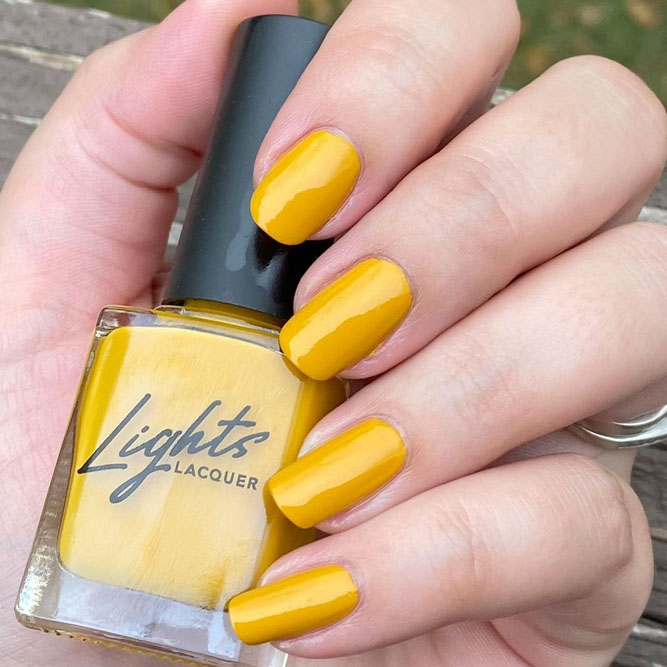 Yellow Mustard Nails For Fall