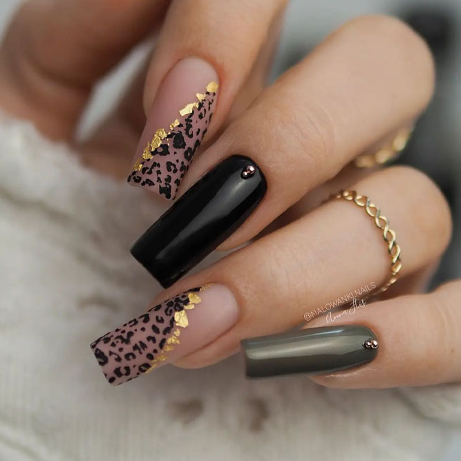 Fall Nail Art with Leopard Print