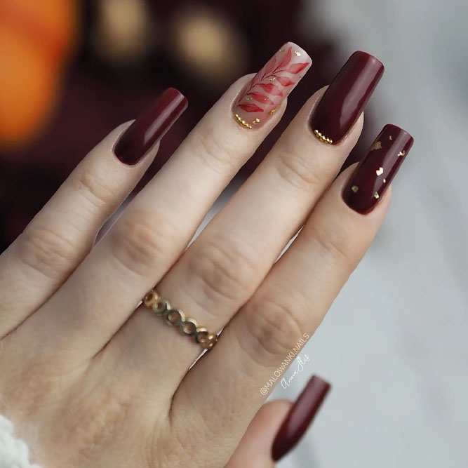 Leaves and Florals for Fall Nails